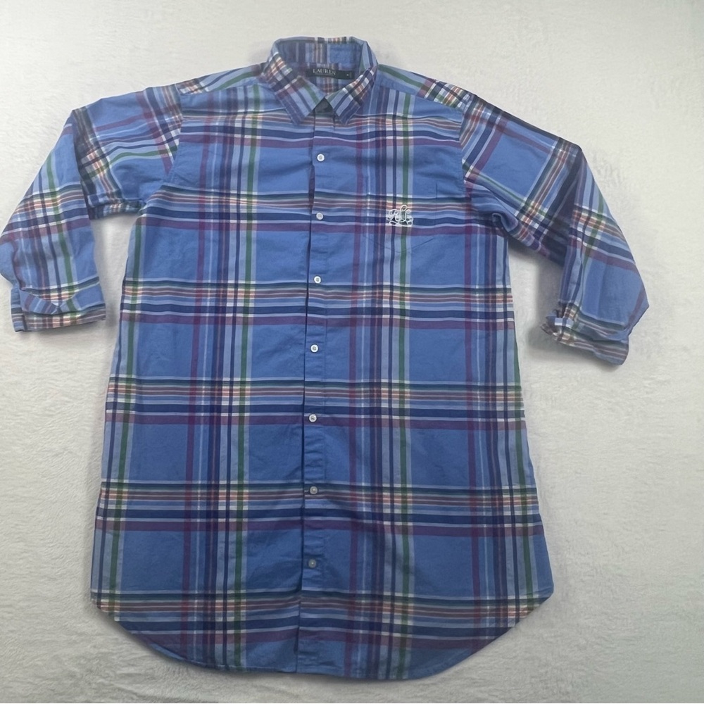 Lauren Ralph Lauren Men's Blue Plaid Button Down Shirt size Medium